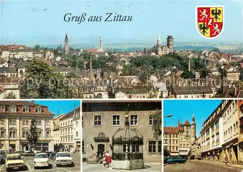 AK / Ansichtskarte 73813076 Zittau Stadtpanorama Herkulesbrunnen Gruener Born Museum Klosterkirche Zittau