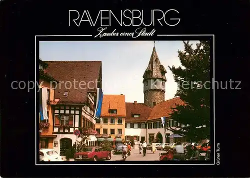 AK / Ansichtskarte 73813193 Ravensburg__Wuerttemberg Der Gruene Turm mit Bauhuette 