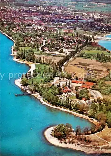 AK / Ansichtskarte 73813285 Radolfzell_Bodensee Fliegeraufnahme mit Halbinsel und Kursanatorium Mettnau Radolfzell Bodensee