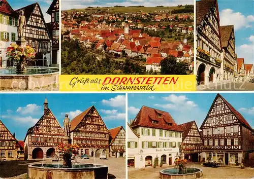 AK / Ansichtskarte 73813687 Dornstetten_Wuerttemberg Brunnen Panorama Fachwerkhaeuser Marktplatz Dornstetten_Wuerttemberg