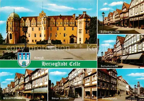 AK / Ansichtskarte 73813809 Celle__Niedersachsen Schloss Zoellnerstrasse Schuhstrasse Mauernstrasse Neue Strasse Brandplatz 