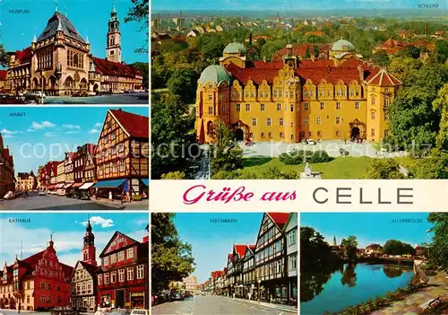 AK / Ansichtskarte 73813810 Celle__Niedersachsen Museum Markt Rathaus Stechbahn Allebruecke Schloss 