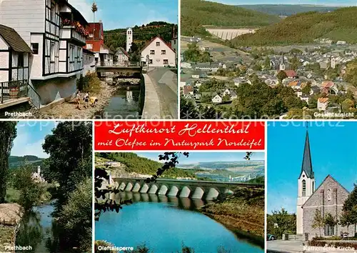 AK / Ansichtskarte 73813936 Hellenthal_Eifel Prethbach Panorama Oleftalsperre Kath Kirche Hellenthal_Eifel