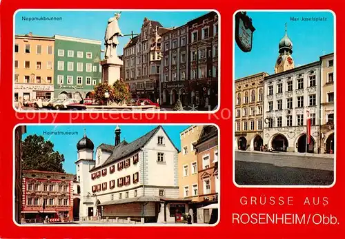 AK / Ansichtskarte 73814330 Rosenheim__Bayern Nepomukbrunnen Heimatmuseum Max Josefsplatz 