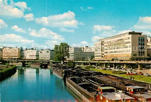 AK / Ansichtskarte 73814363 Saarbruecken Berliner Promenade Frachtschiffe Saarbruecken