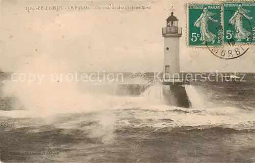 AK / Ansichtskarte Belle Isle en Mer Le Palais Coup de mer a la jetee nord Phare 