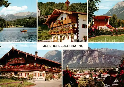 AK / Ansichtskarte 73815610 Kiefersfelden mit Kaisergebirge Kurparkanlage und Hechtsee Kiefersfelden