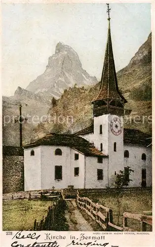 AK / Ansichtskarte  Zermatt_VS Kirche mit Matterhorn Zermatt_VS