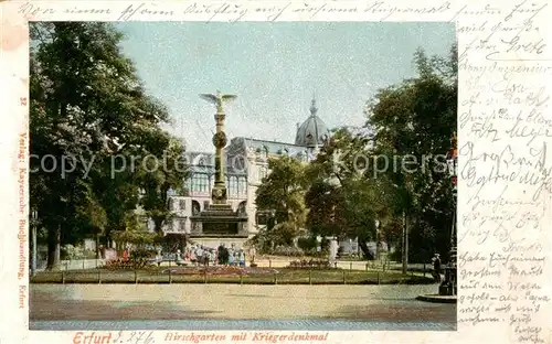 AK / Ansichtskarte 73816607 Erfurt Hirschgarten mit Kriegerdenkmal Erfurt