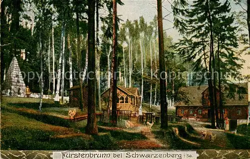 AK / Ansichtskarte 73816803 Fuerstenbrunn_Schwarzenberg An diesem Ort wurde Prinz Albrecht am 6ten Juli 1455 durch den Koehler Georg Schmidt aus Kunzens von Kaufungen Raeuberhand befreit Fuerstenbrunn