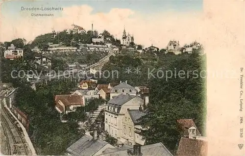 AK / Ansichtskarte 73816912 Loschwitz_Dresden_Elbe Panorama mit Drahtseilbahn 