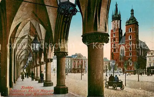 AK / Ansichtskarte 73816979 Krakow_Krakau Tuchhalle mit Marienkirche Krakow Krakau