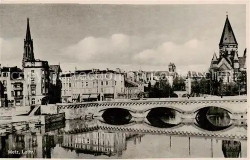 AK / Ansichtskarte Metz__57_Moselle Moselpartie mit Bruecke und Kirche 