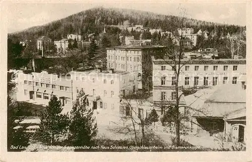 AK / Ansichtskarte 73817416 Bad_Landeck_Schlesien_PL Blick von der Georgenhoehe mit Haus Schlesien Oberschlesierheim und Bismarckkoppe 