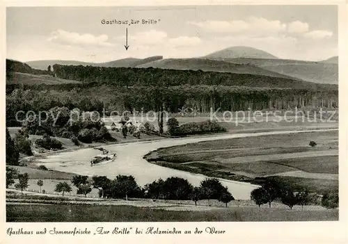 AK / Ansichtskarte 73817717 Holzminden_Weser Panorama mit Gasthaus Zur Brille Holzminden Weser