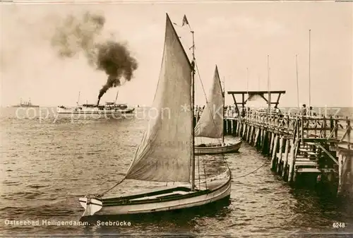 AK / Ansichtskarte 73818084 Heiligendamm_Ostseebad Seebruecke Segelboot Dampfer Heiligendamm_Ostseebad