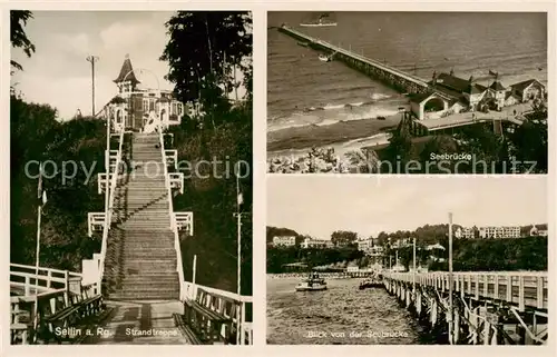 AK / Ansichtskarte 73818095 Sellin__Ruegen Strandtreppe Seebruecke 