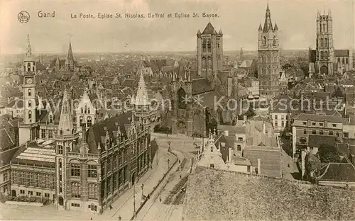 AK / Ansichtskarte 73818528 Gand_Belgien Poste Eglise Saint Nicolas Beffroi Eglise Saint Bavon Gand Belgien