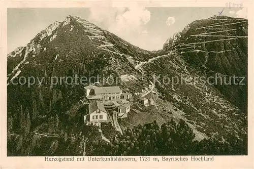 AK / Ansichtskarte 73818764 Herzogstand_1738m_Kochel_See_Oberbayern Fliegeraufnahme mit Unterkunftshaeusern 