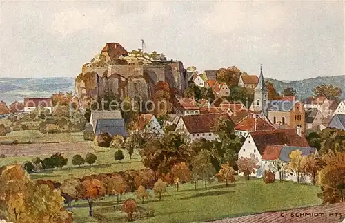 AK / Ansichtskarte 73819356 Hartenstein_Mittelfranken_Bayern Kirchdorf und Burg 