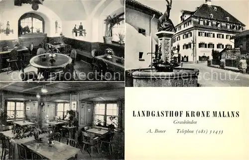 AK / Ansichtskarte Malans_GR Landgasthof Krone Gastraeume Brunnen 