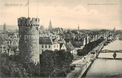 AK / Ansichtskarte 73820324 Heilbronn_Neckar Bollwerkturm und Totalansicht Heilbronn Neckar