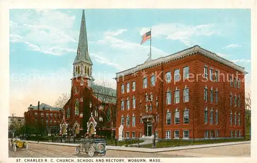 AK / Ansichtskarte 73820781 Woburn_Massachusetts_USA St Charles RC Church School and Rectory 