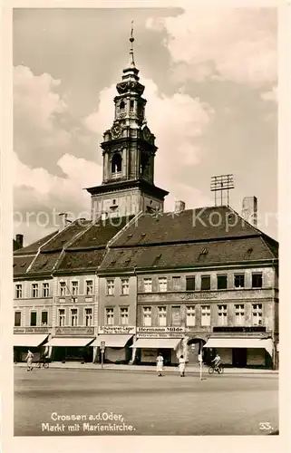 AK / Ansichtskarte 73821490 Crossen__Oder_Krosno_Odrzanskie_PL Markt mit Marienkirche 