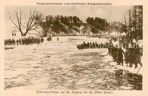 AK / Ansichtskarte 73821520 Kisseln_Milluhnen_Iljuschino_RU Eisbrecherarbeiten auf der Angerap bei der Muehle Kisseln 