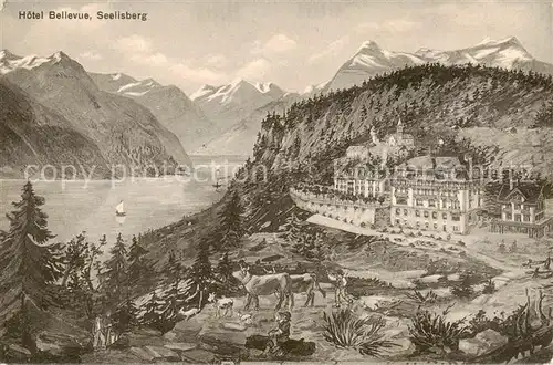 AK / Ansichtskarte 13821733 Seelisberg_UR Hotel Bellevue mit Seelisbergersee Seelisberg UR