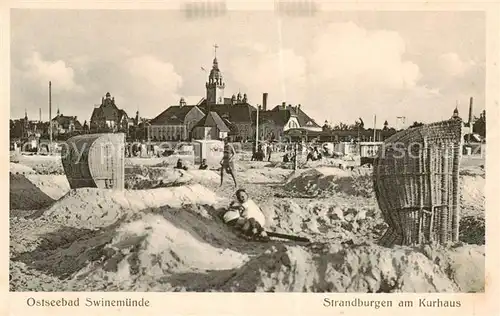 AK / Ansichtskarte 73822260 Swinemuende_Swinoujscie Strandburgen am Kurhaus Swinemuende Swinoujscie