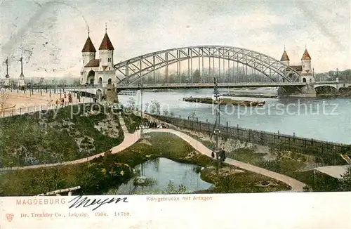 AK / Ansichtskarte 73822294 Magdeburg Koenigsbruecke mit Anlagen Magdeburg