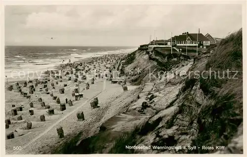 AK / Ansichtskarte 73822751 Wenningstedt_Sylt Rotes Kliff mit Strand Wenningstedt_Sylt