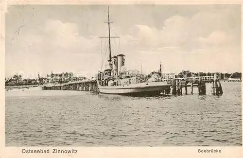 AK / Ansichtskarte 73822829 Zinnowitz_Ostseebad Seebruecke Anlegestelle Zinnowitz_Ostseebad