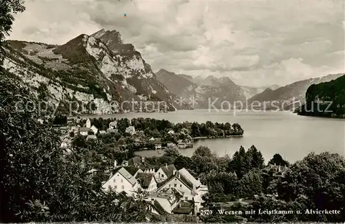 AK / Ansichtskarte Weesen__Walensee_SG mit Leistkamm und Alvierkette 