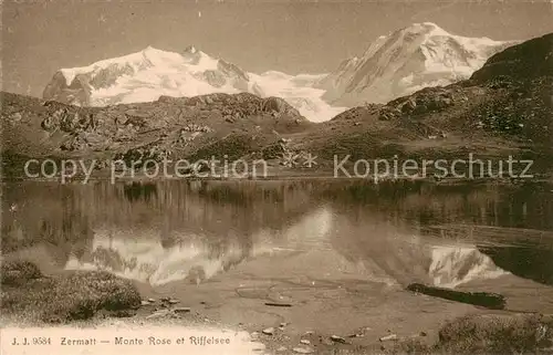 AK / Ansichtskarte Zermatt_VS Monte Rose et Riffelsee Zermatt_VS