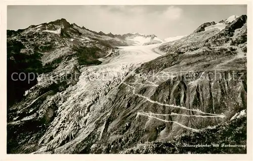 AK / Ansichtskarte Rhonegletscher_Glacier_du_Rhone_VS mit Furkastrasse 