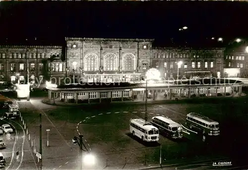 AK / Ansichtskarte Strasbourg_67_Alsace La Gare la nuit 