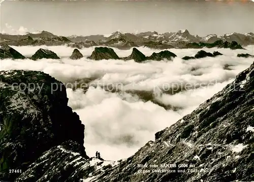 AK / Ansichtskarte Saentis_2504m_AR Blick auf Churfirsten und Toedi 