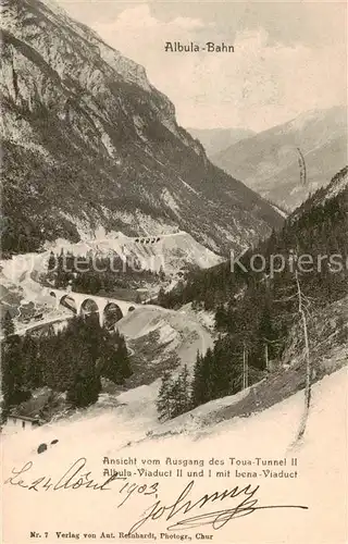 AK / Ansichtskarte Albulabahn_GR Blick vom Ausgang des Toua Tunnel II 