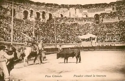 AK / Ansichtskarte 73825243 Stierkampf_Corrida_de_Toros_Bullfight Pica Citando  