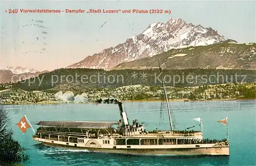 AK / Ansichtskarte 73825262 Dampfer_Seitenrad Vierwaldstaettersee STADT LUZERN Pillatus  