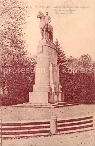 AK / Ansichtskarte Wiesbaden Nerotal mit Kaiser Nero Denkmal Wiesbaden