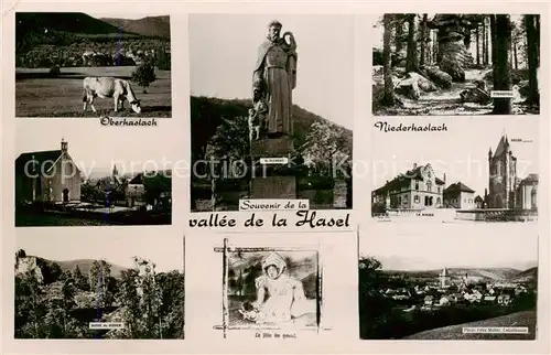 AK / Ansichtskarte Niederhaslach mit Oberaslach Statue St Florent Ruine de Nideck La Mairie Eglise Turgestell Niederhaslach