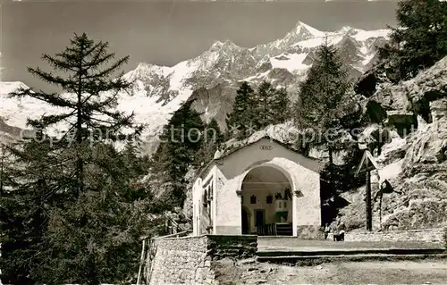 AK / Ansichtskarte Saas Fee_VS Maria zur hohen Stiege mit Mischabelgruppe 