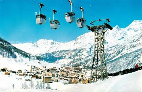 AK / Ansichtskarte Saas Fee_VS mit Luftseilbahn Laengfluh Fletschhorn und Lagginhorn 