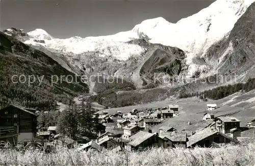 AK / Ansichtskarte Saas Fee_VS Panorama mit Allalinhorn und Alphubel Walliser Alpen 