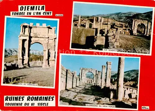 AK / Ansichtskarte 73827467 Djemila_Algerie Ruines romaines Colonnades du vieux forum Arc de Caracalla 