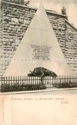 AK / Ansichtskarte 73827778 Predil_IT Hauptmann Hermann von Hermannsdorf Denkmal 