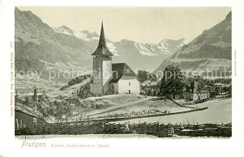 AK / Ansichtskarte Frutigen_BE Kirche Doldenhorn und Altels Frutigen BE